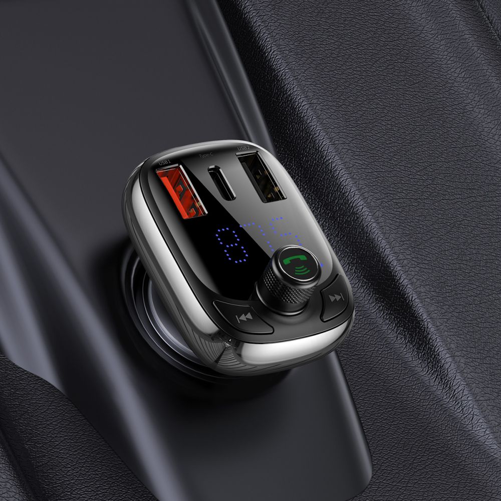 Ładowarka samochodowa / transmiter Baseus T-Typed CCTM-B01 z Bluetooth 5, USB-A, USB-C